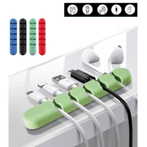 Self Adhesive Desk Cable Management Organizer Wire Holder USB Charge Cord Clips - Picture 1 of 14