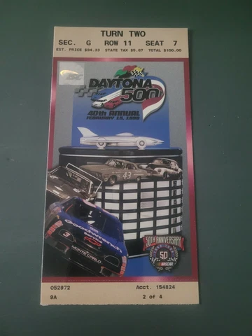 1998 Daytona International Speedway Daytona 500 Ticket Dale Earnhardt Winner Cover