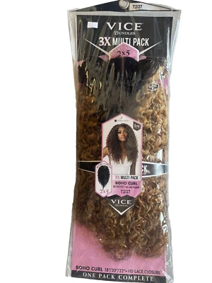 Vice 3X Multi Pack Boho Curl 18"/20"/22" con Cierre de Encaje HD T27/27 Foto 1 de 2