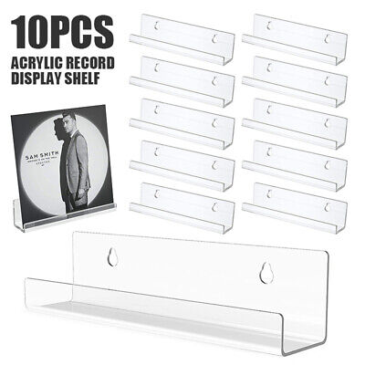 10 Pack Vinyl Record Album Wall Mount Display Shelf Acrylic Clear Holder-Stand • 22.99$