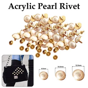 Mezza Sfera Rotondo Perle Con Rivetti Borchie Ottone per Pelle Crafts Jeans - Foto 1 di 10