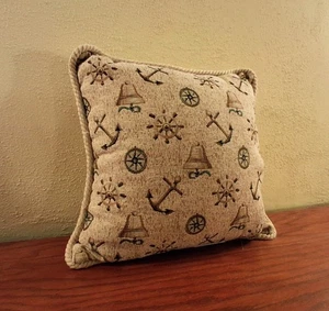 "Almohada decorativa tapiz rueda capitanes barco náutico vintage 15""x15""" - Imagen 1 de 5