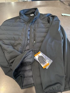 32 Degrees HEAT Men’s Black Softshell Hybrid Jacket XXL Full Zip Warm Light NWT - Picture 1 of 4