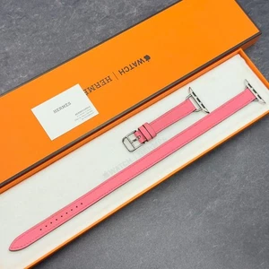 Apple Watch Hermès Attelage Rose Azalée Double Tour Bracelet 42,41,40mm Boîte Ouverte - Photo 1 sur 11