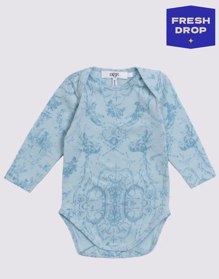 RRP€480 BABY DIOR Body Size 3M Blue Printed Logo Stretch Made in Portugal - Image 1 of 4