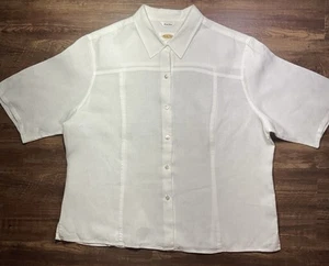Talbots Shirt Women 16 White Irish Linen Quiet Luxury Classic Summer Essential - Picture 1 of 7