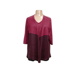 Catherines Pink Striped Blouse, Size 1X - Picture 1 of 4
