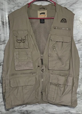 Humvee Vest Men's Large Kacki Mesh Cotton Lots of Pockets & Pouches Safari Cargo - Image 1 of 4