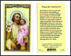 Gebet zum heiligen Josef für Beschäftigung Brieftasche Größe Karte Hilf mir Arbeit Job zu finden - Bild 1 von 1