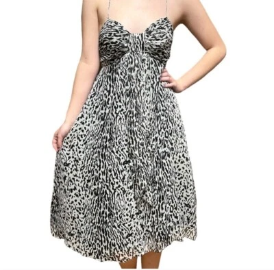 BANANA REPUBLIC Sleeveless Leopard Print Silk Flowy Evening Dress sz 00P - Image 1 of 4