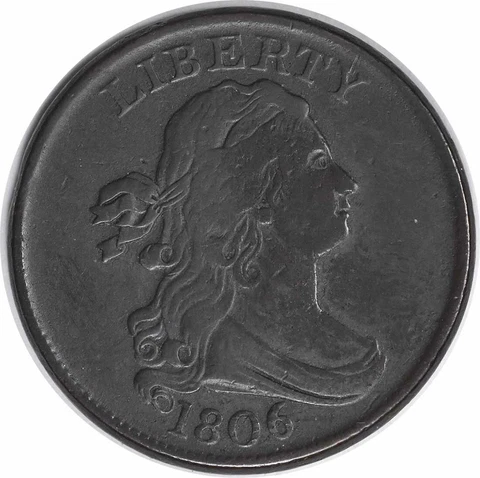 1806 Half Cent Small 6 No Stems EF Uncertified #1027 Cover