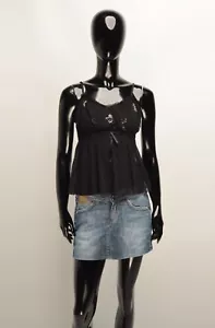 Vintage Clockhouse Y2K Malla Coqueta Gótico Negro Top Talla S? - Imagen 1 de 9