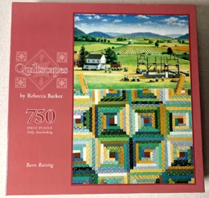 Quiltscapes by Rebecca Barker, Barn Raising, 750 piece puzzle, 1999, New - Picture 1 of 3