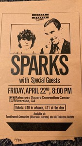 Rare Sparks concert flier 1983