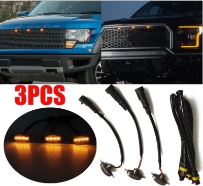3X Luzes de Iluminação de Grade Frontal LED Âmbar Universal para Ford Truck Raptor Style - Imagem 1 de 4