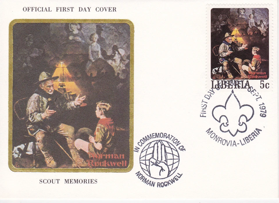 1979 LIBERIA SCOUTING / NORMAN ROCKWELL COMMEM.FDC COVER - SCOUT MEMORIES - Image 1 of 1
