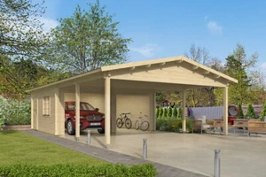 Topgarden Doppelgarage mit Carport BORIS 595 x 1069 cm (A), 44 mm Doppelnut - Bild 1 von 3