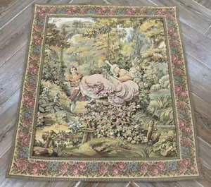Vintage French Tapestry Wall Hanging Goblin Medieval Tapestry 84 x 74 cm - Picture 1 of 9