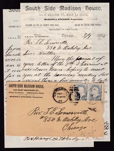 SOUTH SIDE MADISON HOUSE & LETTERHEAD 1888, CHICAGO, ILL. - Picture 1 of 1