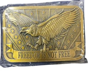 Freedom Is Not Free Belt Buckle Eagle Stars Stripes Patriot Sponsor 2014 NEW - Picture 1 of 3
