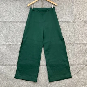 Showpo Pants Womens 12 Green Wide-Leg Slit High Waist Zip Relaxed 26327 - Picture 1 of 10