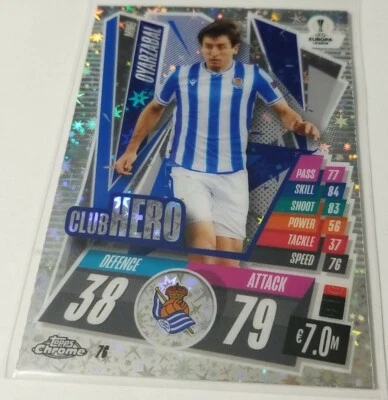 MIKEL OYARZABAL 2020 Topps Chrome Match Attax Club Hero X-Fractor Real Sociedad - Image 1 of 4