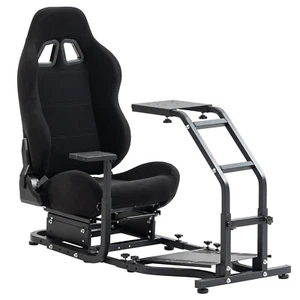 Hottoby Racing Simulator Cockpit Stand with Black Seat Fit for Logitech G920 G29 - Picture 1 of 8