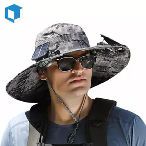 Wide Brim Solar Fan Outdoor Fishing Hat Sunscreen Sun Hat with Tow Fan 2025 Hot - Picture 1 of 17