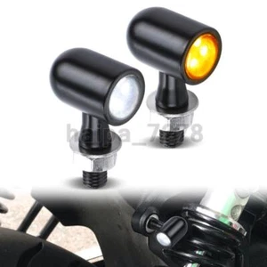 2Pcs Motorcycle LED Turn Signal Light Indicator Blinker White Amber DRL Running - Picture 1 of 8