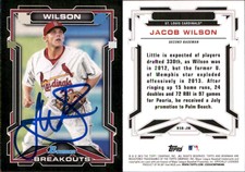 Jacob Wilson Signed 2013 Bowman  #BSB-JW Card St. Louis Cardinals