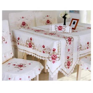 Floral Lace Tablecloth Embroidered Table Cover Doily Home Decor Rectangle Square - Picture 1 of 3