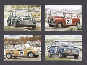 SPORTING MINI COOPER - Vier Postkarten Set - Works Rally BMC Britax Hopkirk Liddon - Bild 1 von 1