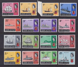 Gibraltar 1967 Used FU Full Set Definitives 15+2 values Ships Hood Victory Royal - Picture 1 of 1