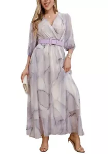 Langes Abend Kleid aus Chiffon flieder mit Gürtel Gr. 44, Gr. 46 0724HW178684 - Bild 1 von 6