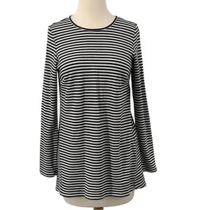 J. Jill Wearever Long Sleeve Pullover Tunic Top Black/White Striped Size XS - Picture 1 of 9
