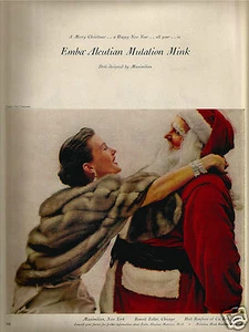 50's Emba Mink Christmas Ad 1950 - Picture 1 of 1