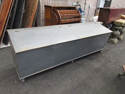 mid 19th century PEWTER GRAY PA storage box chest split lid 87" x 30" x 24" - Image 1 of 4