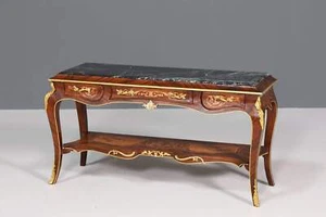 Wunderschöner Barock Stil Konsolen Tisch Marmor Antik Stil Intarsien Konsole - Bild 1 von 10