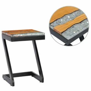 Coffee Table 30x30x50 cm Solid Teak Wood and Polyresin vidaXL - Picture 1 of 11