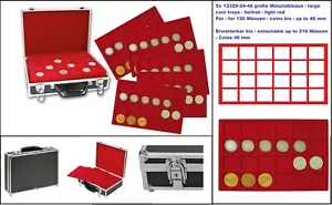 Coin Case Safe 269 9 5 ALU Black Red 5 Large Trays For 120 Coins Up To 46 Mm - Picture 1 of 8