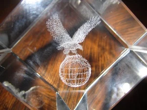 LÁSER GRABADO 3D 3" ALTO "ÁGUILA VOLANDO SOBRE GLOBO TERRÁQUEO" CRISTAL ARTE VIDRIO - Imagen 1 de 12