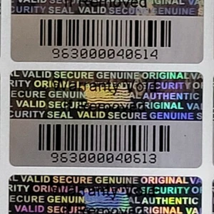 Código de barras escaneable número de serie ETIQUETAS HOLOGRAMA VACÍO SEGURIDAD A PRUEBA DE MANIPULACIONES - Imagen 1 de 8