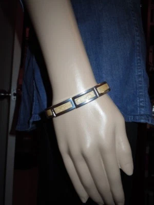 Brazalete Brazalete Elástico Casa Blanca Mercado Negro Tono Plateado y Tostado En Muy Buen Estado Foto 1 de 4