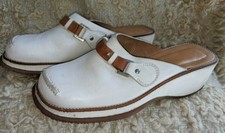 Hogan Women's White Clogs Mules Slides Leather Shoes Size 10 Great!