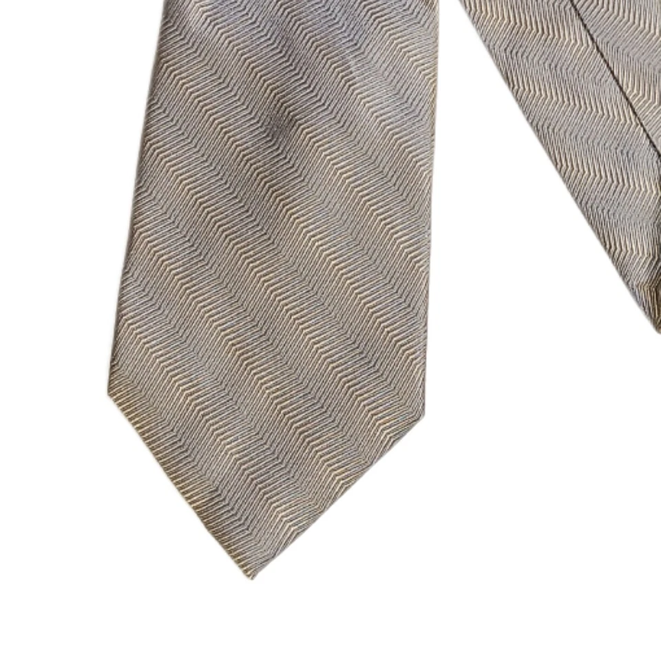 Corbata de seda Claiborne para hombre 60” metálica topo espiga texturizada diseñador ancha Foto 1 de 4
