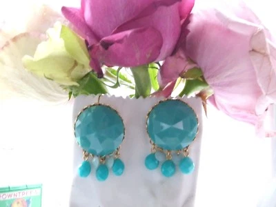 Pendientes retro Les Nereides La Diamantine cristal corte diamante azul turquesa  Foto 1 de 4