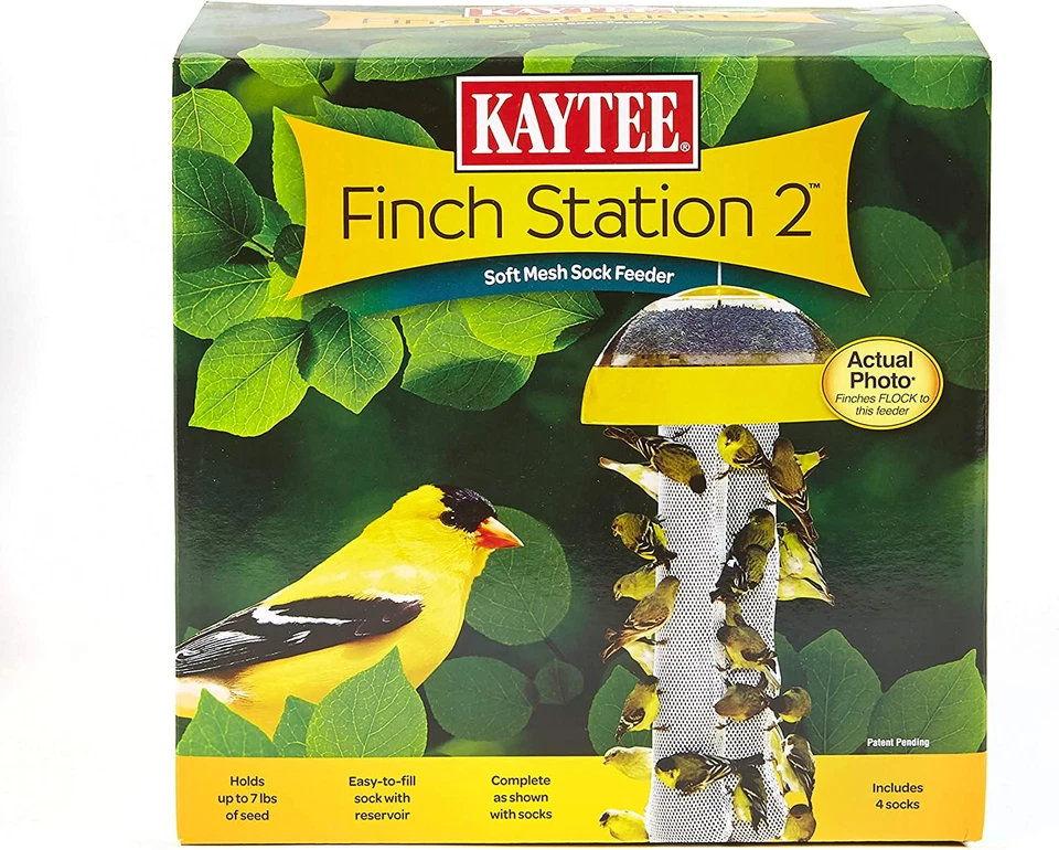 Kaytee Wild Bird Finch Station 2 Soft Mesh Sock Feeder Includes Yellow 4 Sock