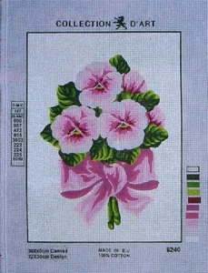 Collection d'Art needlepoint canvas 9 x 12" Pink Pansies or Red Poppies - Picture 1 of 3