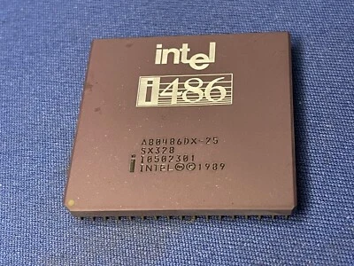 i486DX-25 CPU A80486DX-25 INTEL VINTAGE 89+ 168 Gold Pins NEW RARE LAST ONES - Image 1 of 2