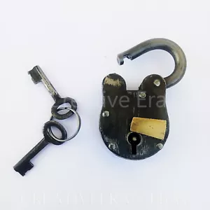 Antique Style Metal Lock and skeleton Keys Police Jailer Padlock Vintage Gift - Picture 1 of 3